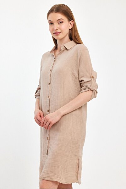 Heaven Ephesus Muslin Cotton Collared Tunic - 1060
