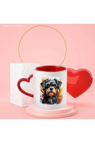 StoryGift Romania Puppy Mug, Dog Lovers, Geometric, Rhombus, Multicolor 330 ml, Ceramic, With ,STG.