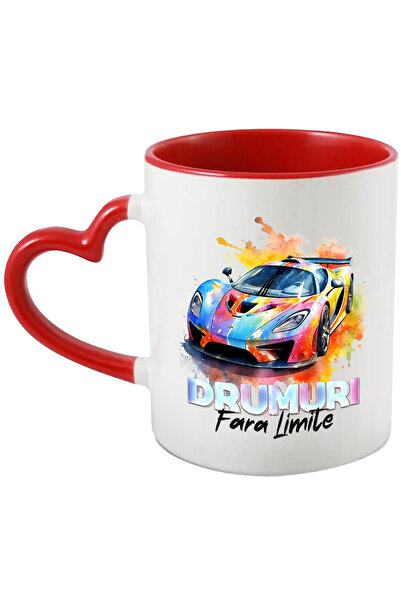 StoryGift Romania Cana Cu Mesaj Drumuri Fara Limite, Masina Sport, Watercolor...
