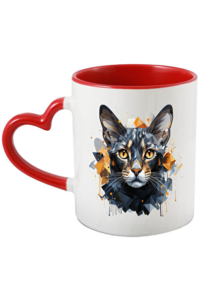 StoryGift Romania Cana Cu Cap De Pisica, Abstract, Mosaic, Picaturi De Vopsea...