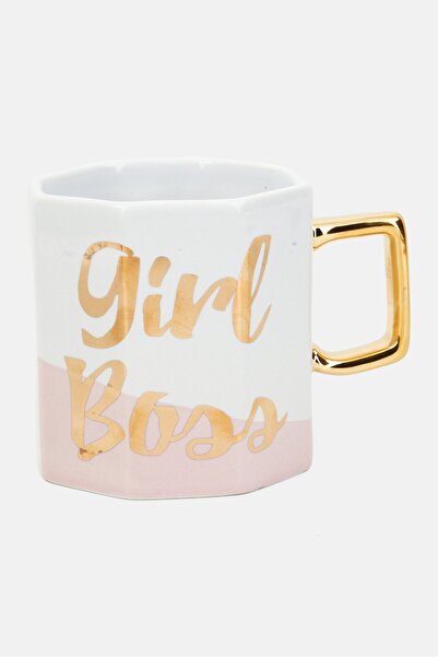 Ava & Viv Tops Girl Boss Octagonal Mug 450 ml, White