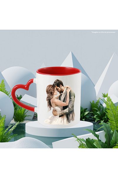 StoryGift Romania Mug with a woman and a man at a wedding | illustration | white wedding dress | g, Cu,STG.