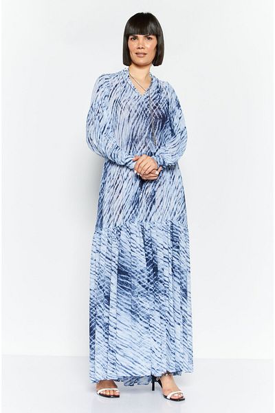 Michael Kors Women Animal Printed Midi Dress, Navy Combo