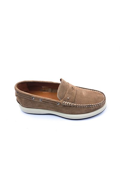 MARCOMEN Genuine Suede Leather Spring Summer Laceless Camel Color Men's Loafer Shoes