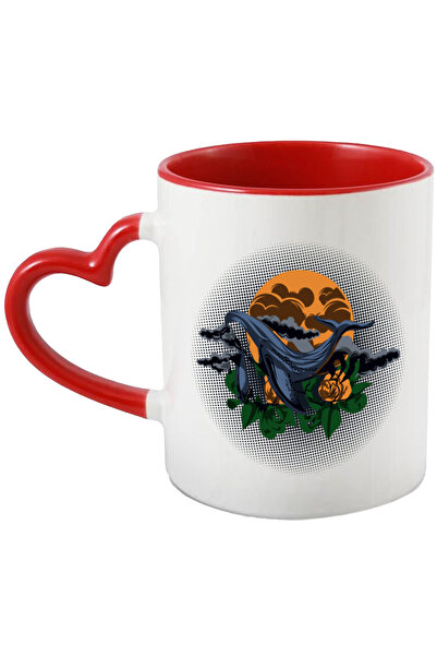 StoryGift Romania Cana Cu Balena, Nor, Apus, Flori, Multicolor 330 ml, Cerami...