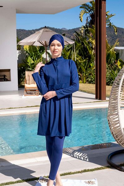 Mayom Lycra Blue Hijab Swimsuit with Quick Dry Tights 2515