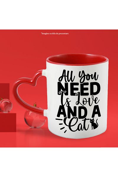 StoryGift Romania Mug with a cat and the message "All you need is love and a cat" - all you need is, With,STG