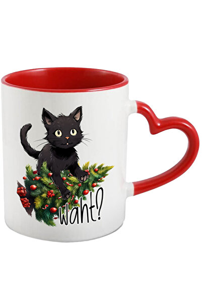 StoryGift Romania Cana cu mesajul "What?", pisoi negru care distruge bradul i...