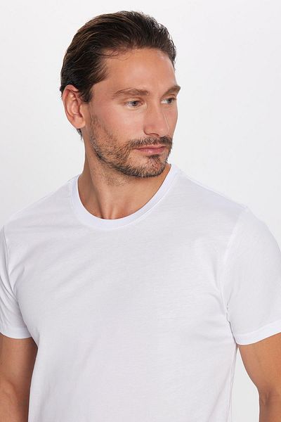 Tudors Μπλουζάκι Unisex Slim Fit Slim Fit 100% βαμβακερό με απαλή υφή λευκό μπλουζάκι με λαιμόκοψη