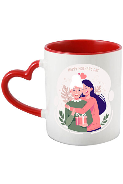 StoryGift Romania Cana Cu Mesaj In Engleza Happy Mother's Day, Inimi, Parinte, Mama, Fiica, Multic, Cu Maner Inim