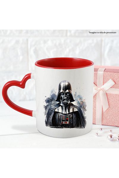 StoryGift Romania Cana Cu Darth Vader, Ilustratie, Razboiul Stelelor, Personaj, Iubitori De Filme , Cu Maner Inim STG