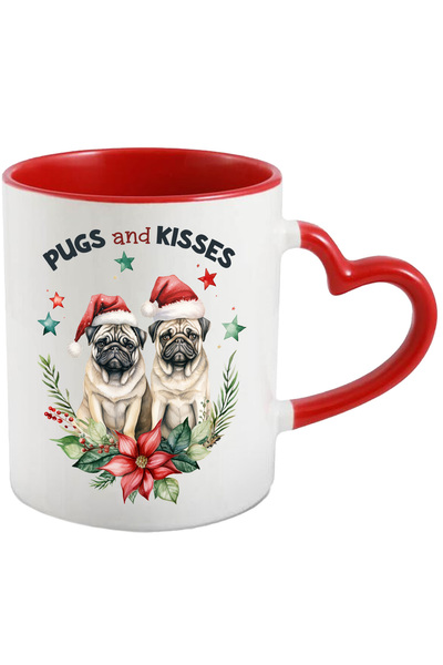 StoryGift Romania Cana cu 2 caini boxeri cu mesajul "Pugs and kisses", Craciu...