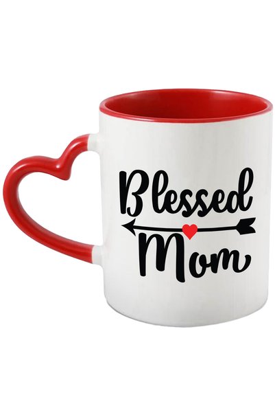 StoryGift Romania Κούπα με καρδιά και το κείμενο στα αγγλικά "Blessed mom" - ...