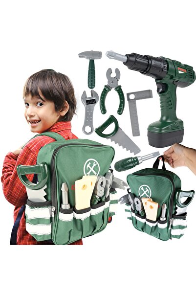 zola Rucsac pentru copii cu unelte, burghiu cu baterii, 29 x 33 x 11 cm, verde