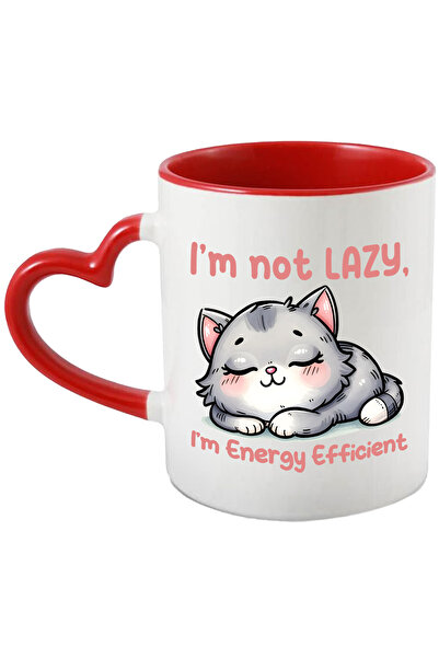 StoryGift Romania Cana cu o pisicuta care doarme cu mesajul "I'm not lazy, I'...