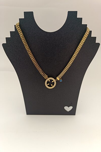 MARZELLA ACCESSORİES çelik gold çeyrek takmalı kolye