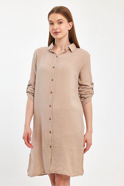 Heaven Ephesus Muslin Cotton Collared Tunic - 1060