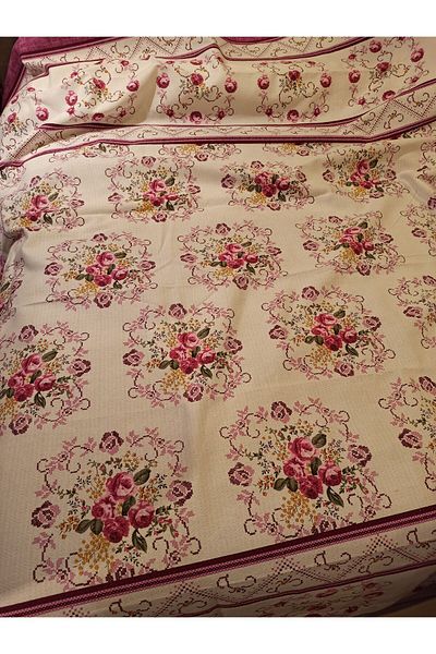 ŞENER HOME Bouquet Pattern Printed 200x240 CmDouble (BATTAL) Single Pike - Lilac