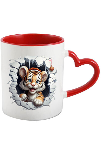 StoryGift Romania Cana cu un pui de tigru vesel care scoate capul printr-un p...