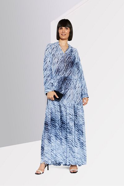 Michael Kors Women Animal Printed Midi Dress, Navy Combo