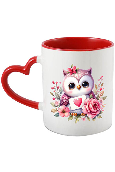 StoryGift Romania Cana cu o bufnita dragalasa, ilustratie, inima, floricele, ...