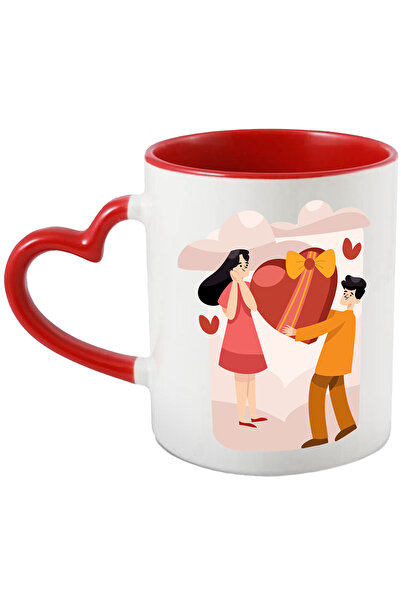 StoryGift Romania Cana Cu Cuplu, Indragostiti, Inima, Funda, Nori, Panglica, ...
