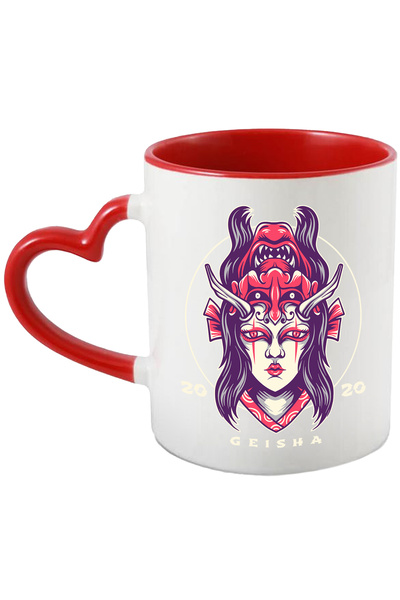 StoryGift Romania Cana Cu Demon, Diavol, Cercei, Panza De Paianjen, Coarne, Multicolor 330 ml, Cer, Cu Maner Inim