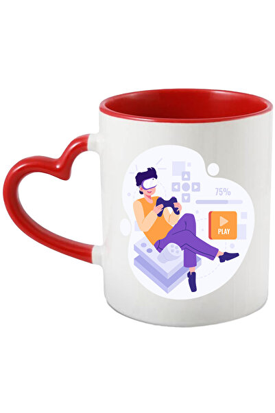 StoryGift Romania Cana Cu Jocuri Video, Consola, VR, Joystick, PS, XBOX, Multicolor 330 ml, Cerami, Cu Maner Inim