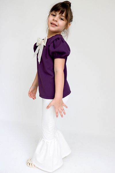 Parla Kids Girl Lilium Purple Blouse Cream Trousers Bottom Top Set