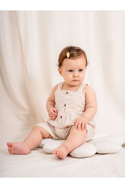 Kidaxi Pitikare Patterned Baby Girl Barbotez |   Stylish and Comfortable One Piece Jumpsuit |   3-24 Months |   Kd53394