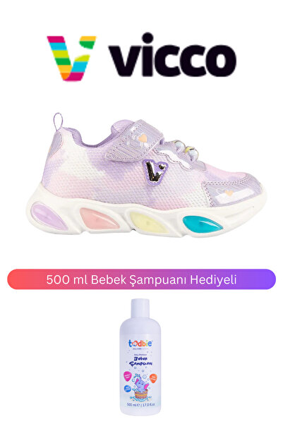Vicco Gelato Işıklı Kız Bebek Lila Spor Ayakkabı ( 500 ml Bebek Şampuanı Hedi...
