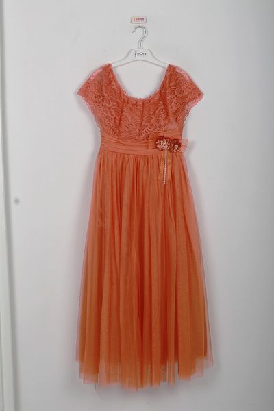 incity Girl's Tulle Lace Floral Belted Evening Dress