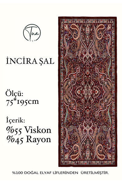 tuaipek İNCİRA ȘAL organic din viscoză - Motiv floral etnic