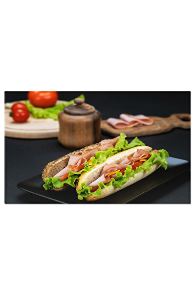 StoryGift Romania Tablou Canvas - Fast Food Savuros: Hamburgeri, Cartofi Prajiti Si Sosuri Arome