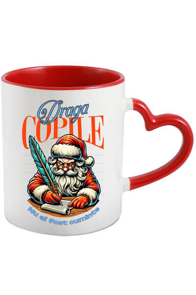 StoryGift Romania Cana cu Mos Craciun Cu Pana Stilou Si Lista Text Haios Drag...