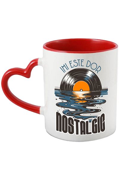 StoryGift Romania Cana cu Disc Vinyl Muzica clasica Apa Curgatoare Hobby Text In Limba Romana Imi , Cu Maner Inim