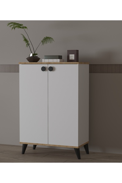 ESYAH Beyaz - Safir Meşe 2 Kapaklı Ayakkabılık