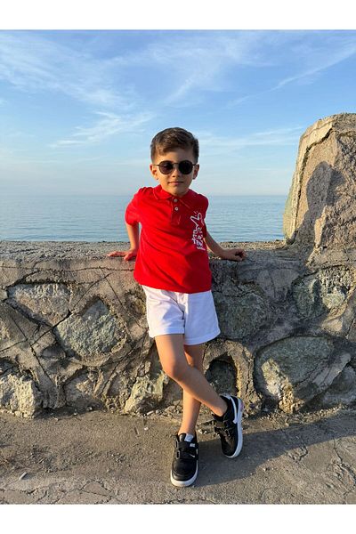 Pollito Boy's Polo Neck Printed Shorts Set of 2