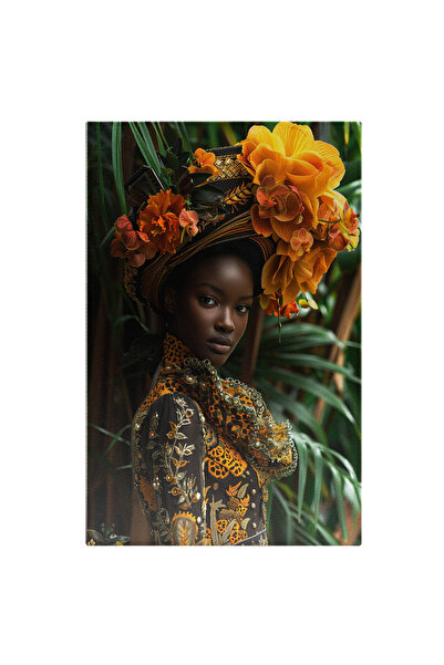 StoryGift Romania Tablou Canvas Elegance From Jungle, Femeie Cu Turban Negru ...