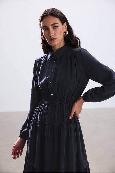 BE BLUE Dark Blue Ribbed Modal Dress