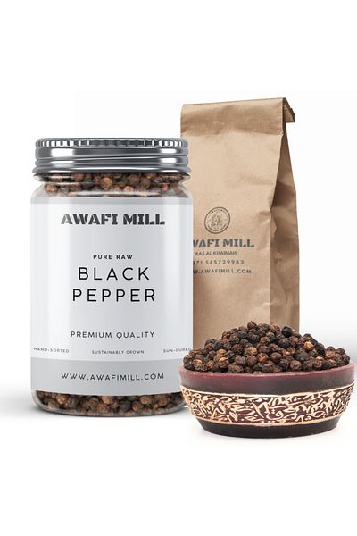 AWAFI MILL Black Pepper | Premium Whole Black Peppercorns - Bottle of 100 gram / 3.5 Oz