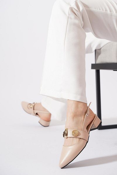 Moda Pie Ovast money accessory open back women's flat shoes skin color