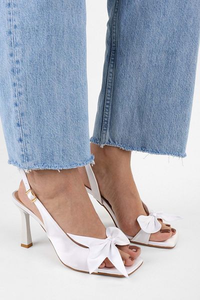 Shoeberry Women's Lily Satin Bow Detailed Heeled Shoes