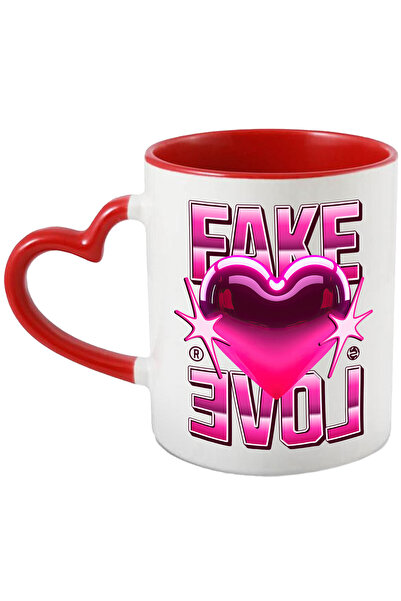 StoryGift Romania Cana cu Inima Stralucitoare Roz Text Fake Love, Dragoste Fa...