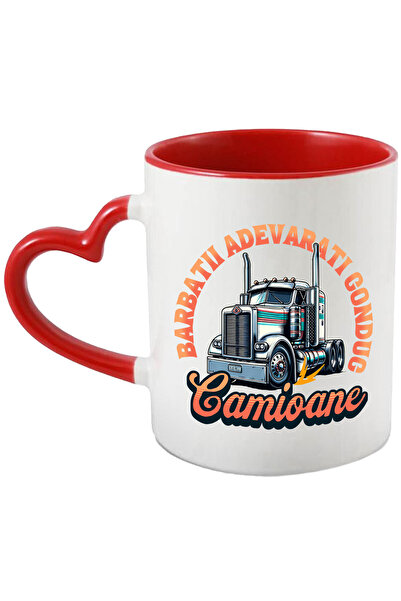 StoryGift Romania Cana cu Tir Colorat Meserie Text Barbati Adevarati Conduc Camioane haios Barbat,, Cu Maner Inim