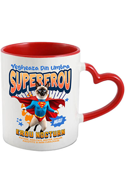 StoryGift Romania Cana cu Siameza / siamese Pisica In Costum de SuperMan cu P...