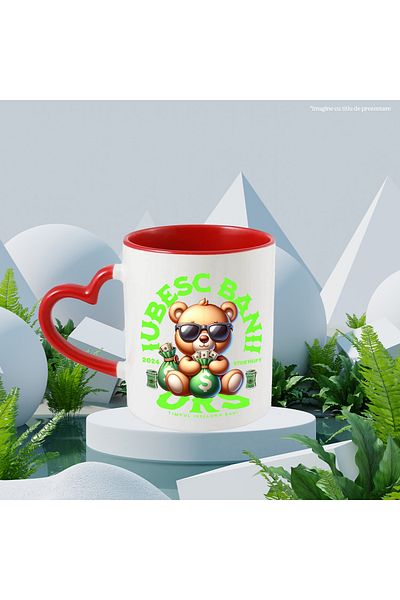 StoryGift Romania URS Mug - I Love Money, Time Means Money, 330ml, Ceramic with Heart Handle Ro, With,STG.
