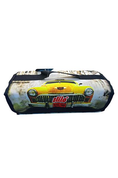 Stilo Sti̇lo Fabric Quadruple Pen Bag Patterned (Yellow Taxi)