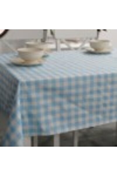 Pucioasa Teflon-coated cotton tablecloth, 160x320cm, blue-white squares