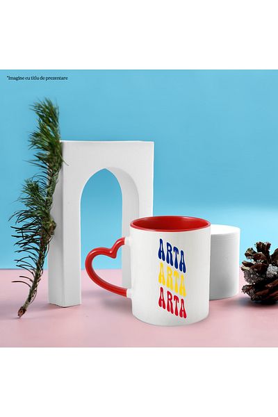 StoryGift Romania The Word Art Mug, in the Colors of the Romanian Flag, Red, Yellow, Blue, Text, With ,STG